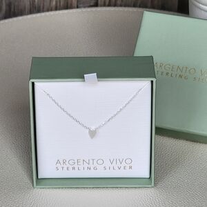 Argento Vivo Silver Flat Heart Necklace